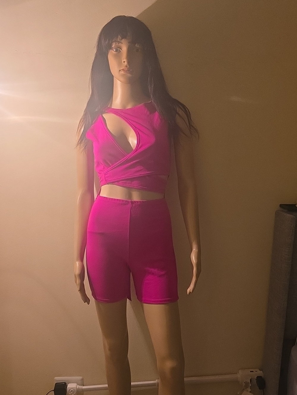 Fuchsia High-Waist Stretch One Piece Shorts - Women